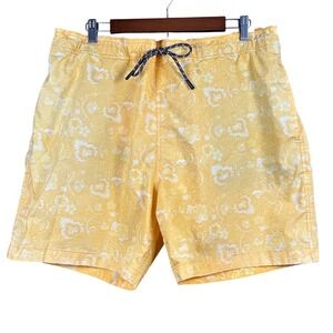 Toad&Co Mens‎ Pull-On Board Shorts Yellow Paisley Floral XL T2312001 Spring 22